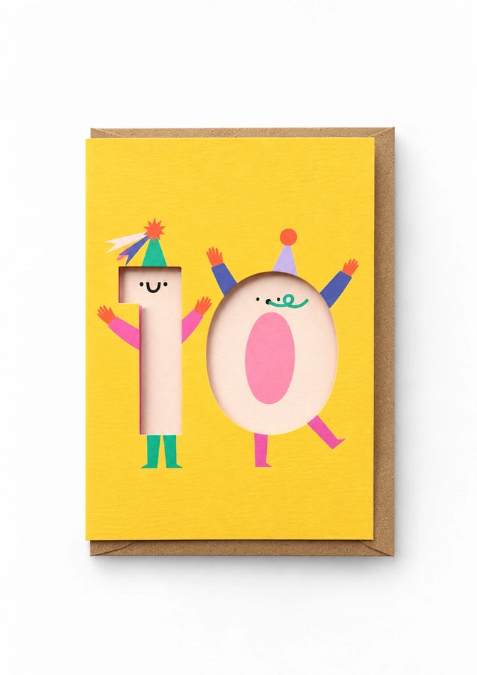Number Ten Cute Cut Out Tenth Birthday Card