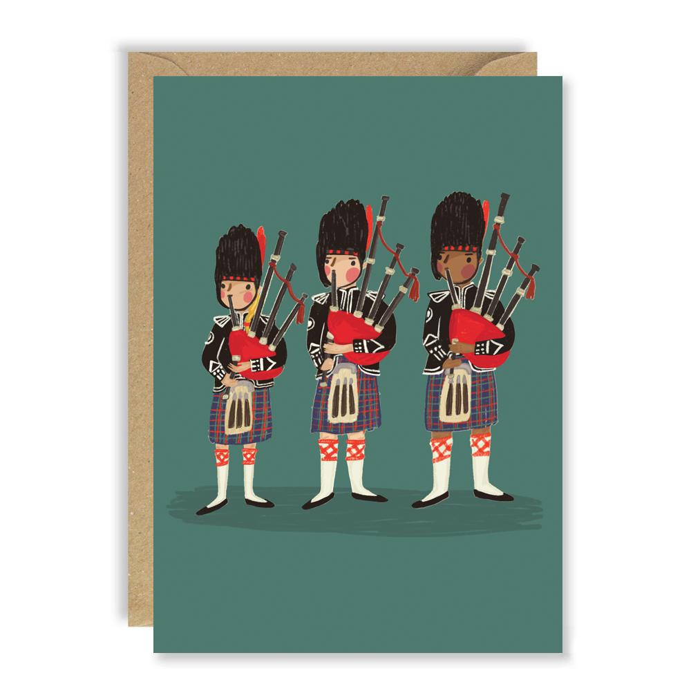 Scottish Bagpipers Card by penny black