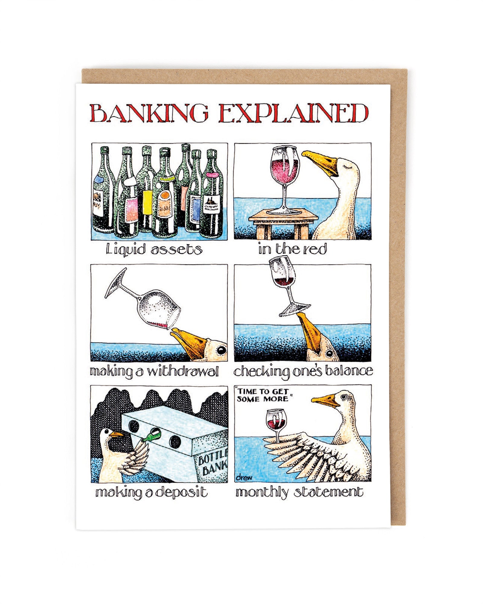 Banking Explained Goose Simon Drew Funny Card by penny black