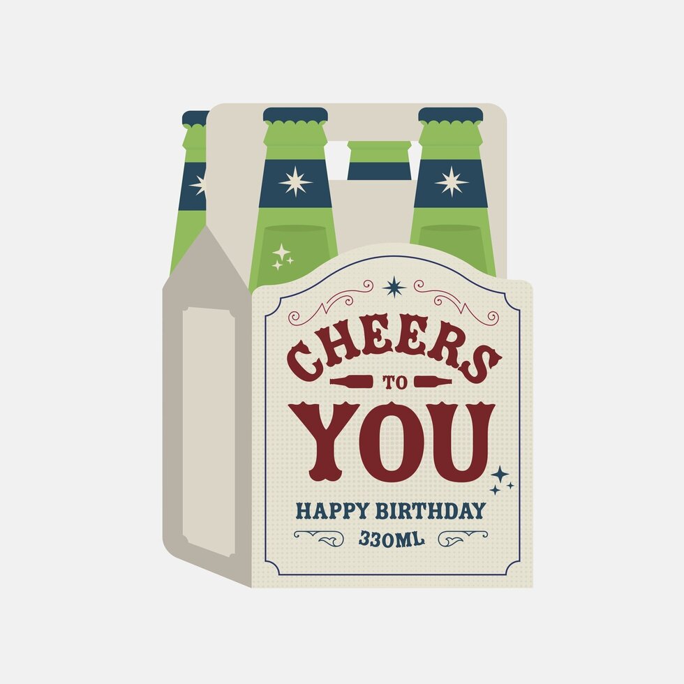 Beer Bottles Cheers Die-Cut Mini Birthday Card By Penny Black