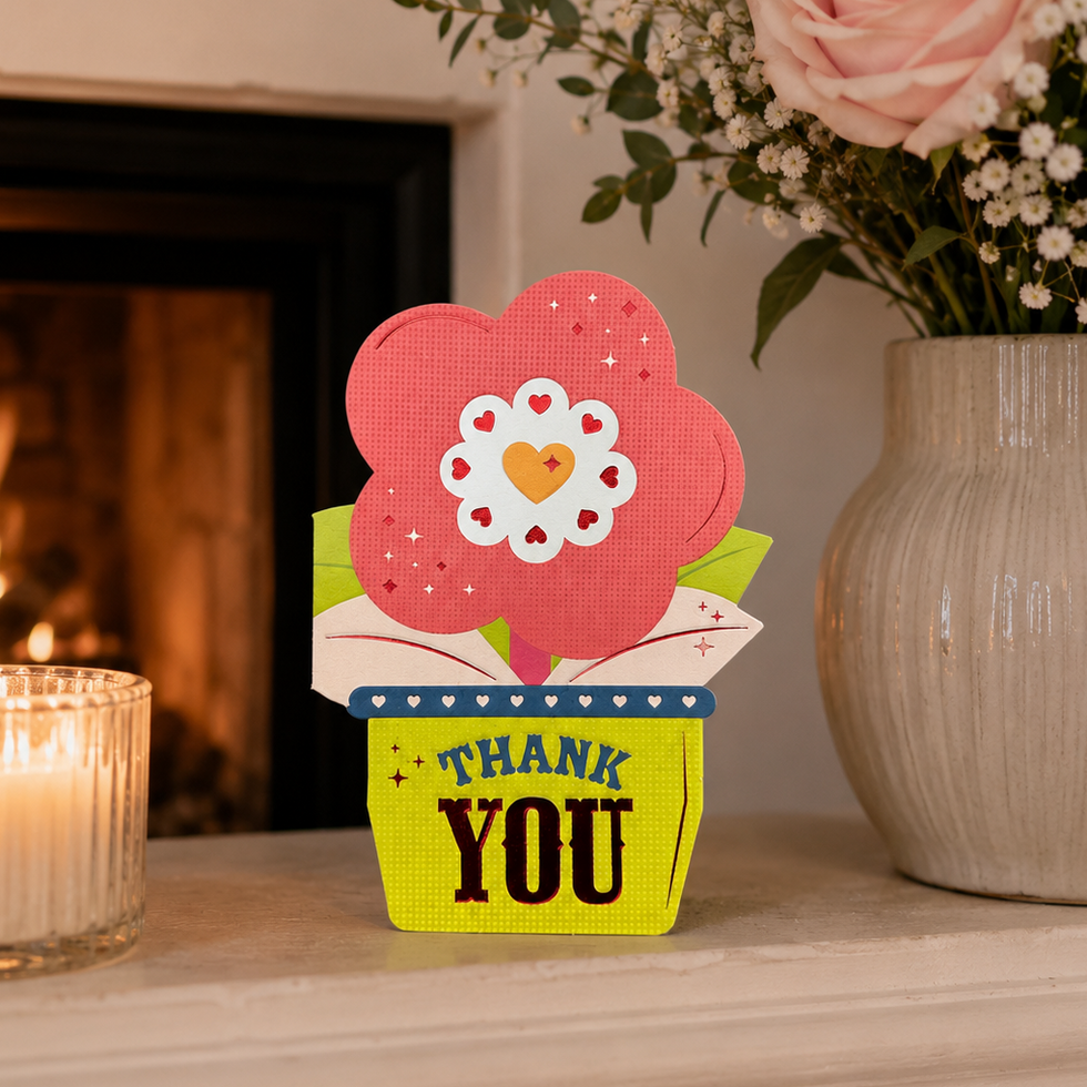 Red Flower Die-Cut Mini Thank You Card By Penny Black