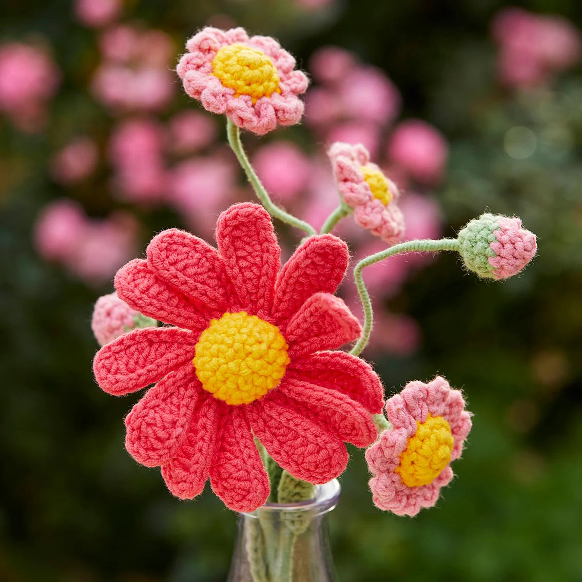 Pink Daisy Crochet Sprig Decoration - 2pk By Penny Black