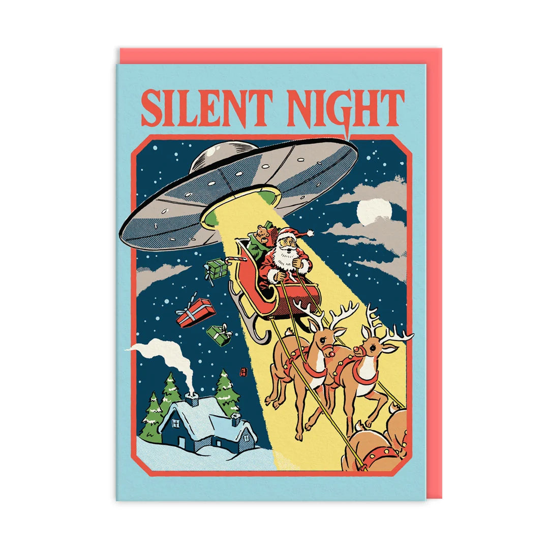 Steven Rhodes Silent Night UFO Funny Christmas Card By Penny Black