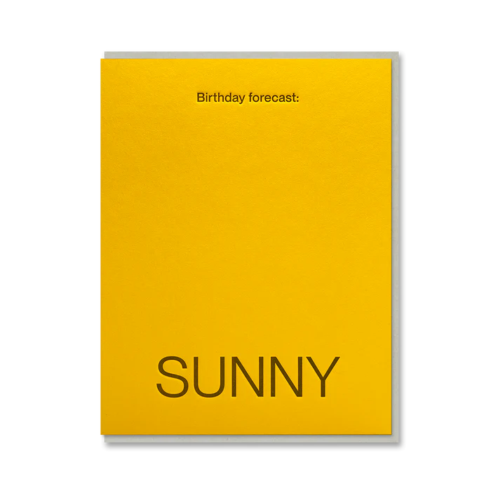 Birthday Forecast Sunny Yellow Letterpress Card By Penny Black