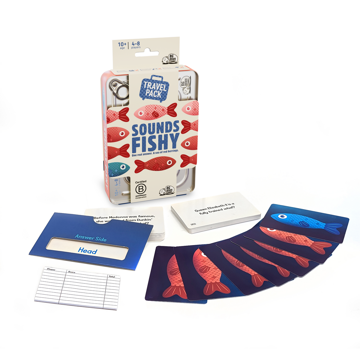 Sounds Fishy Travel Game in packaging  showing contents by big potato games at penny black