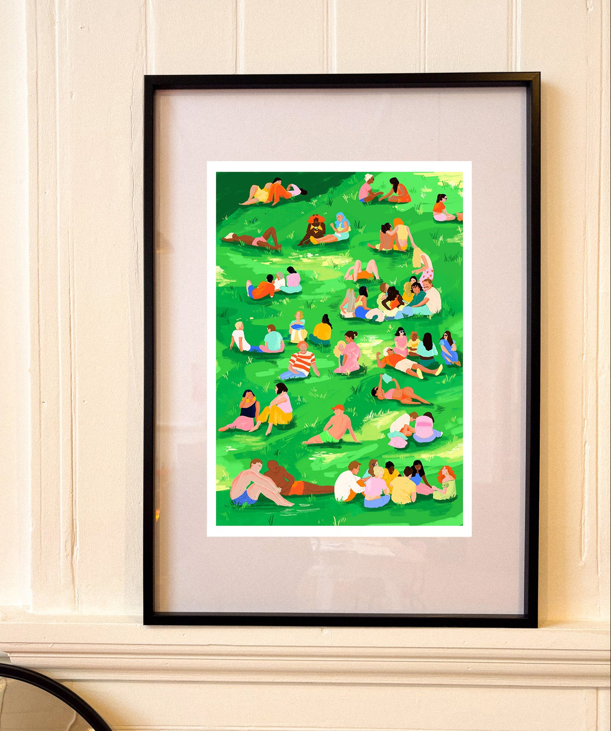 Glasgow Park Illustrated A4 Art Print shown in frame by sophy louise illustration at penny black