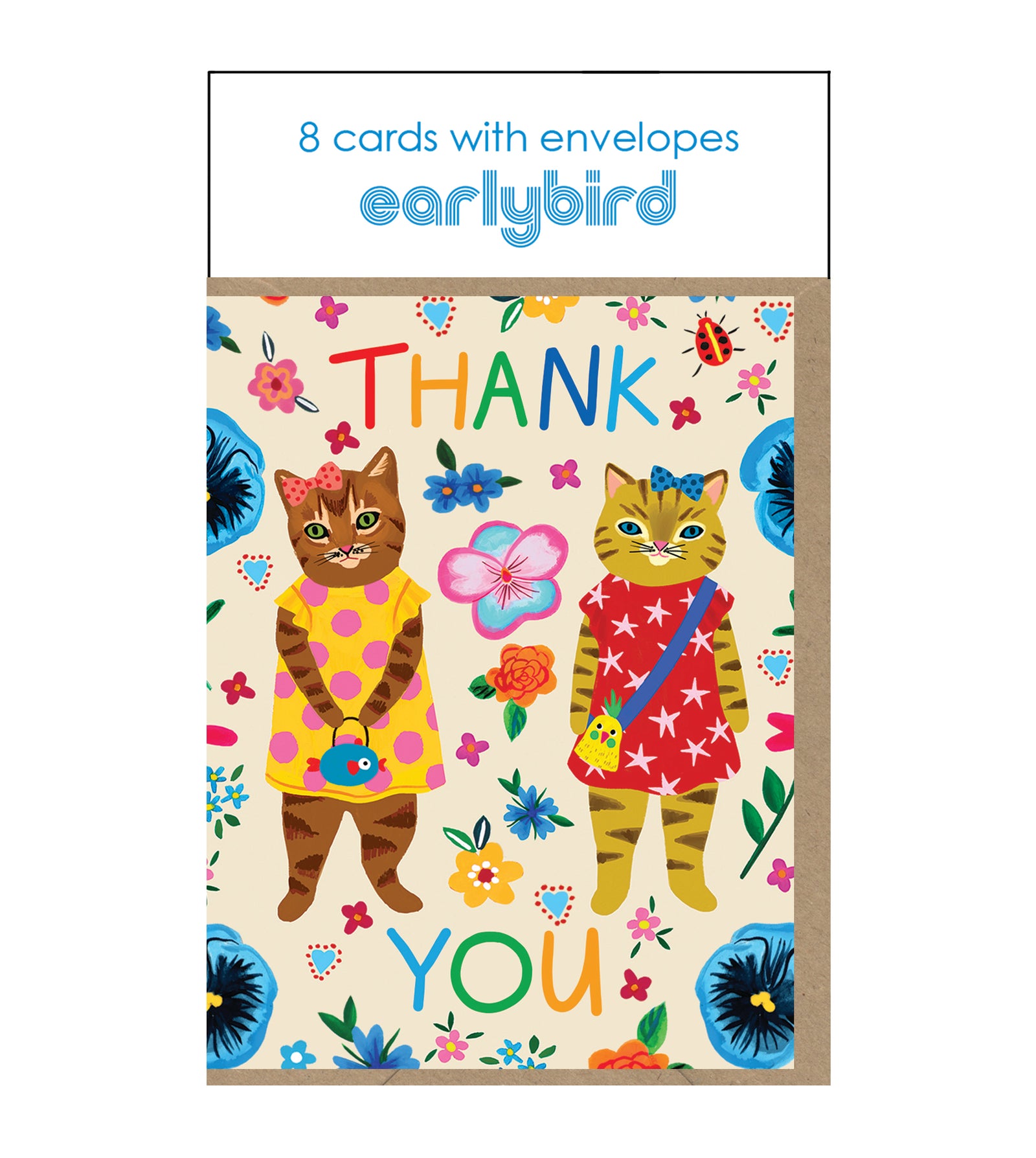 Flowery Cats Thank You Cards Pack Of 8 By Penny Black