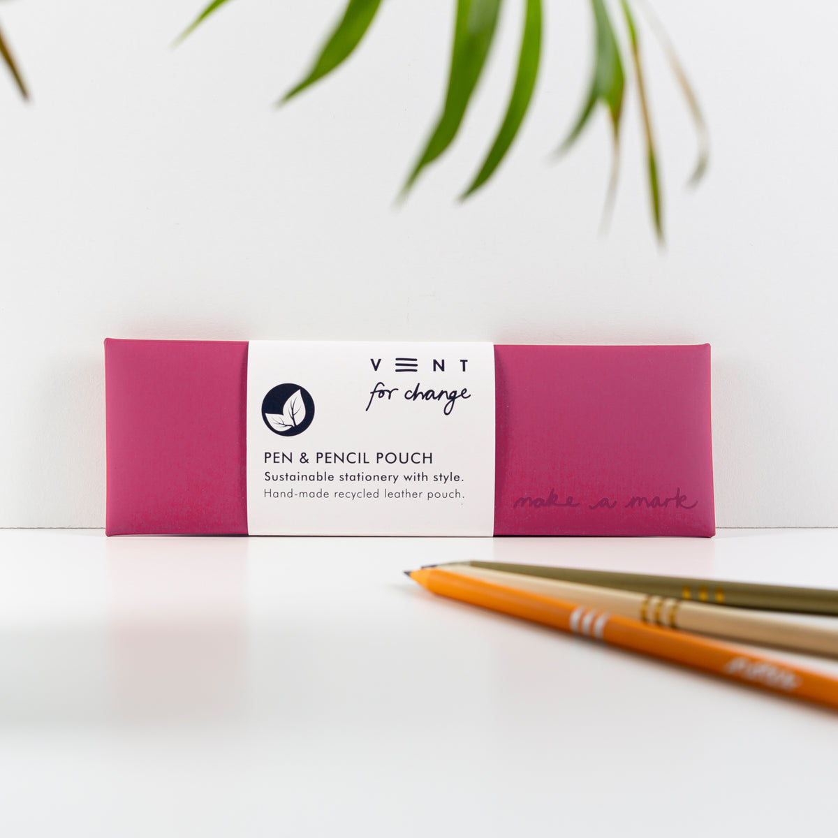Make a Mark Recycled Pen & Pencil Pouch in warm pink at penny black