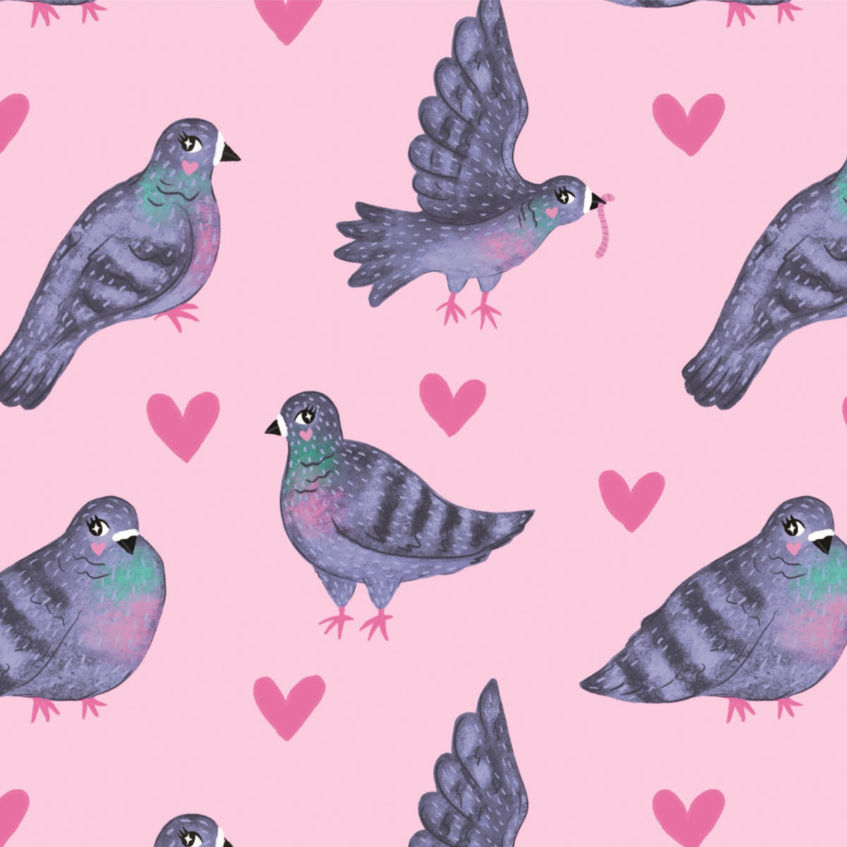 Kitsch Pigeons Gift Wrapping Paper Sheet By Penny Black