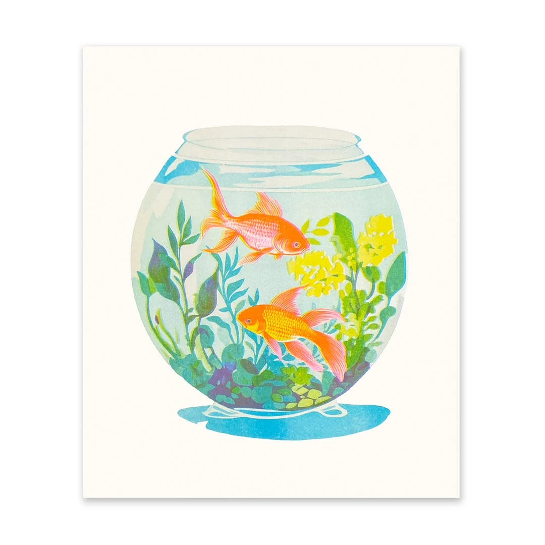 Neon Goldfish Bowl Riso Print | Penny Black