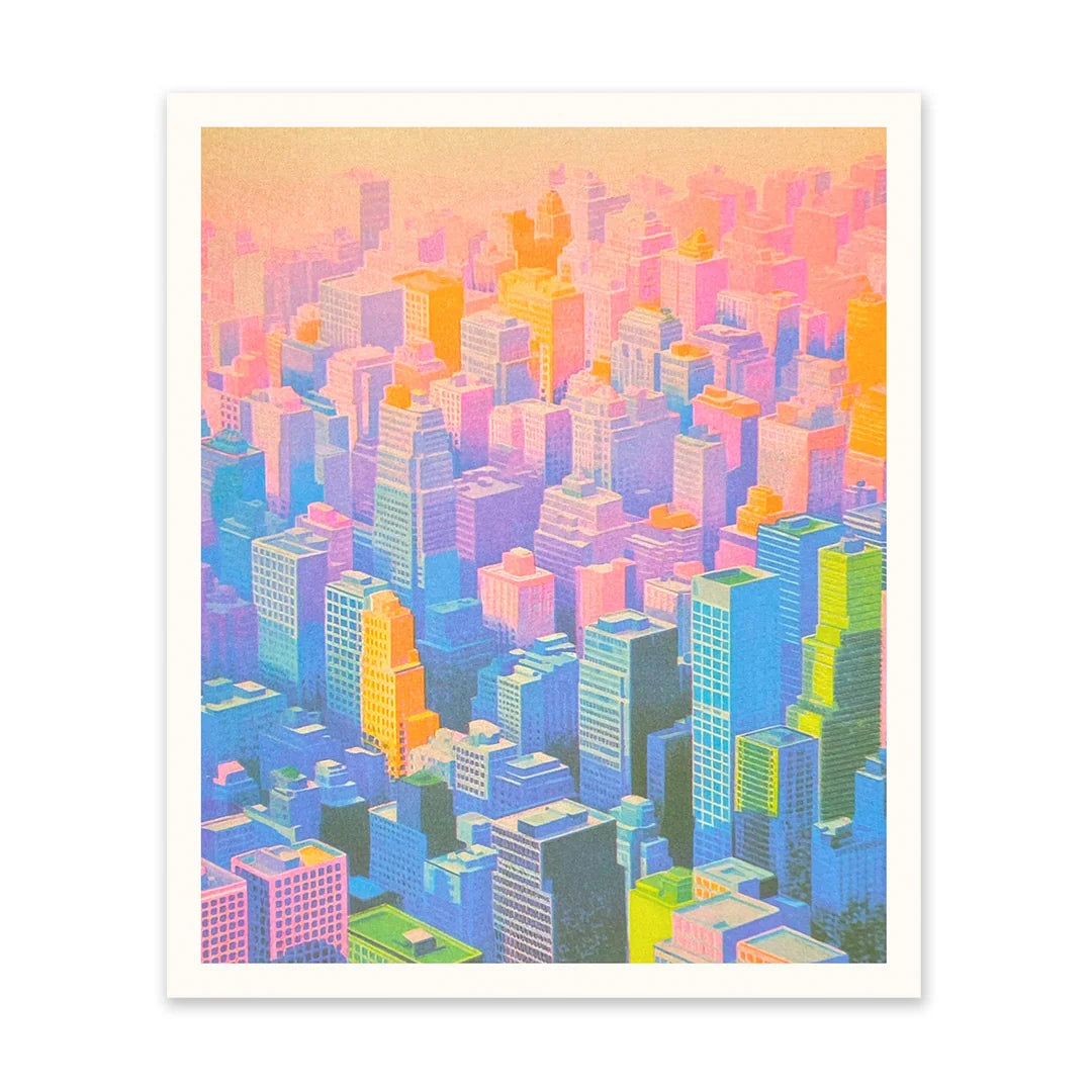 Gradient Axo Skyscrapers Riso Print | Penny Black