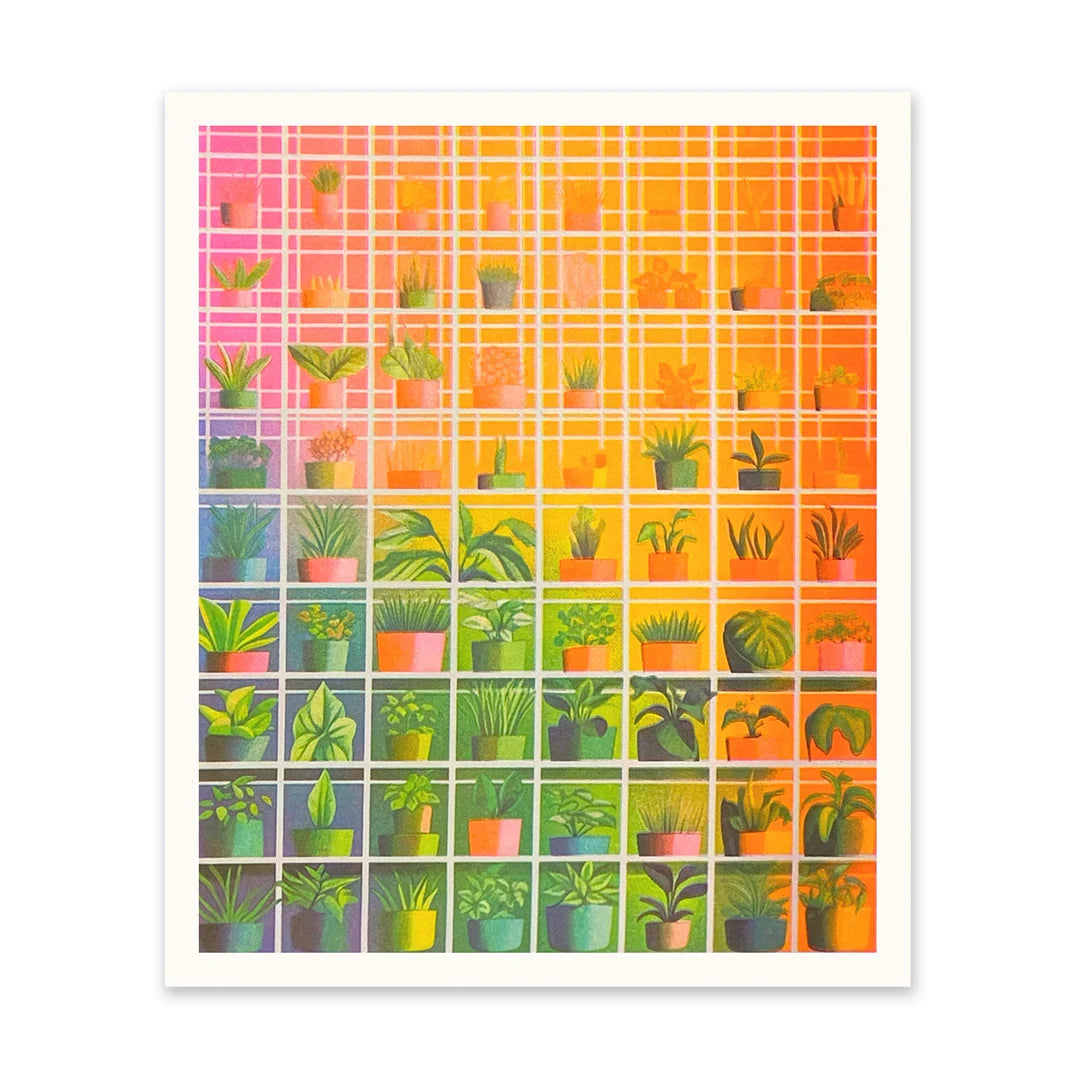 Abstract Glasshouse Riso Print | Penny Black