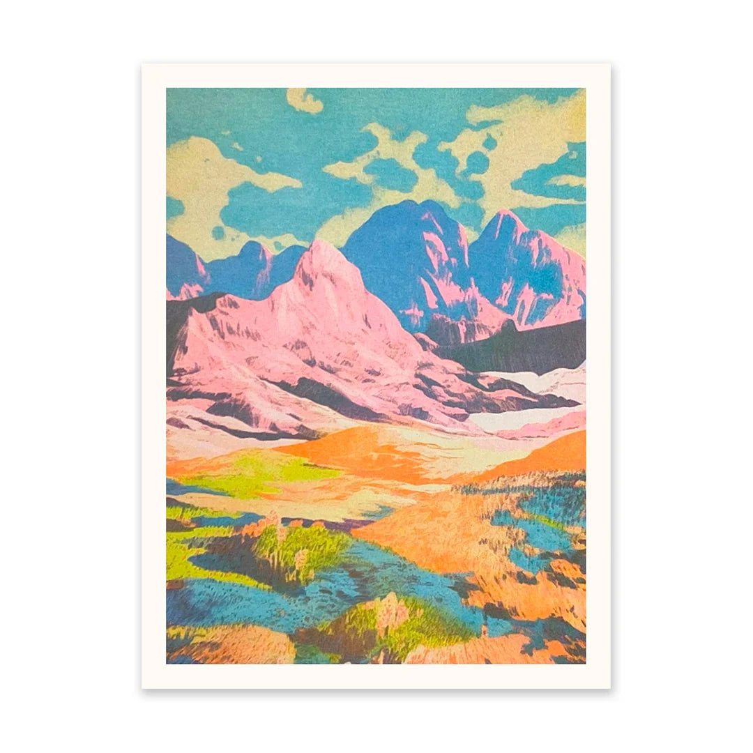 Pink Mountains Patchwork Landscape 1 Riso Print | Penny Black