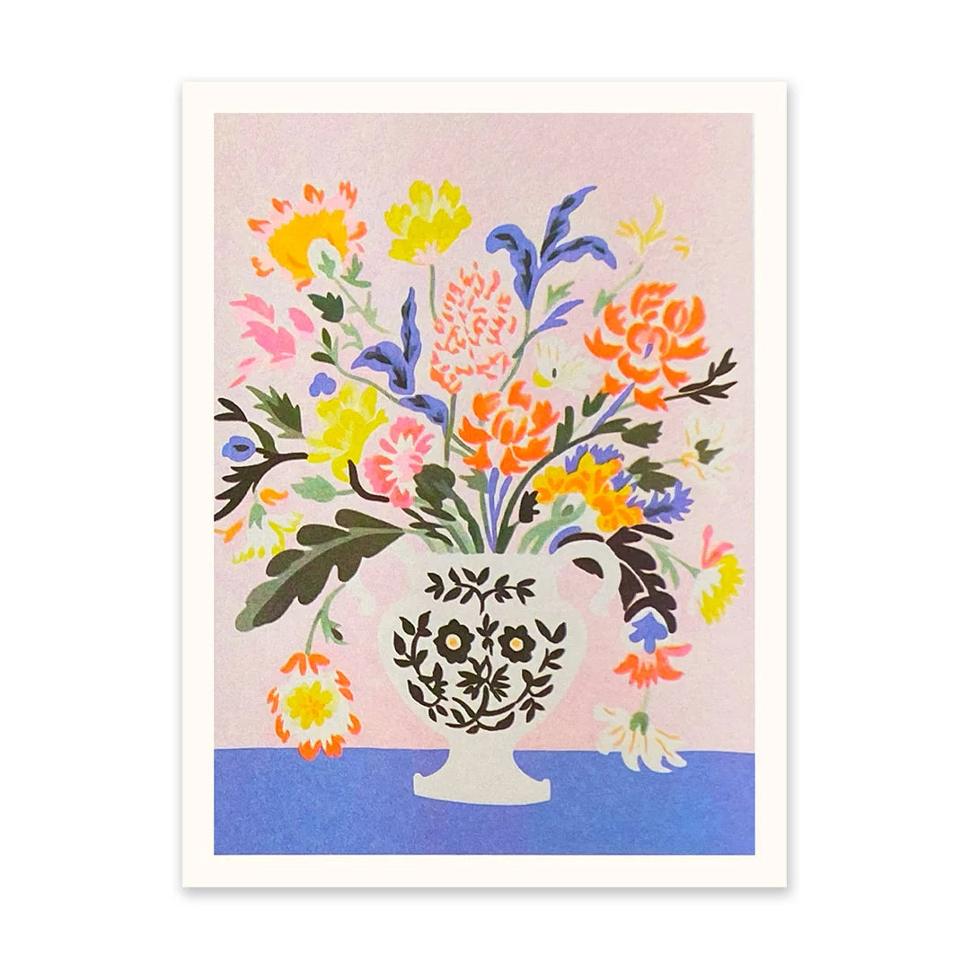 Modern Dutch Flowers Riso Print | Penny Black