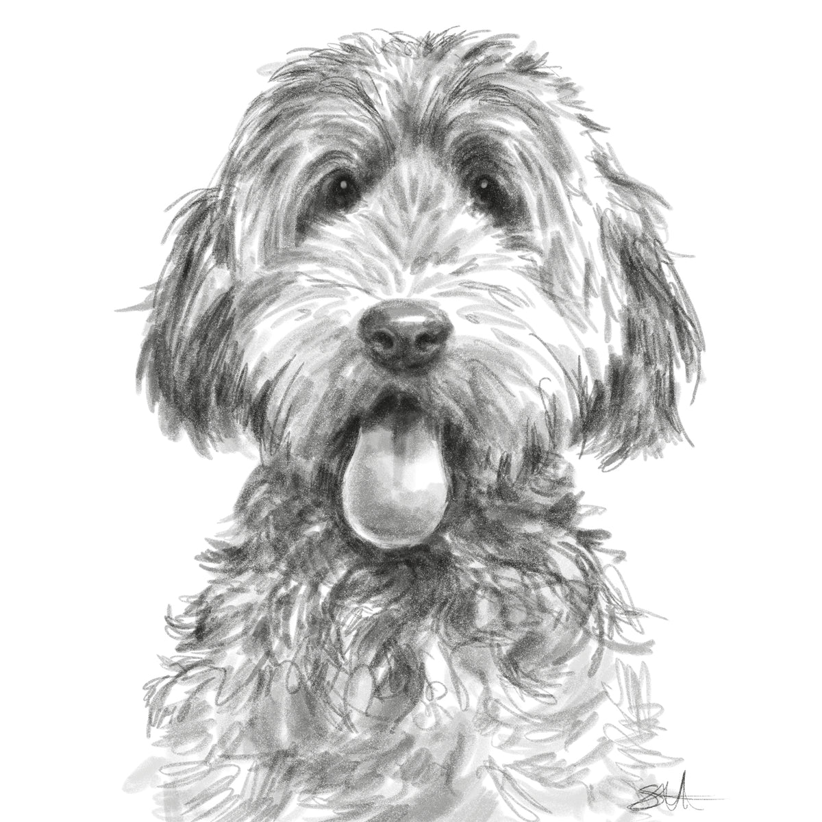Cute Cockapoo Sketch Dog Card from Penny Black