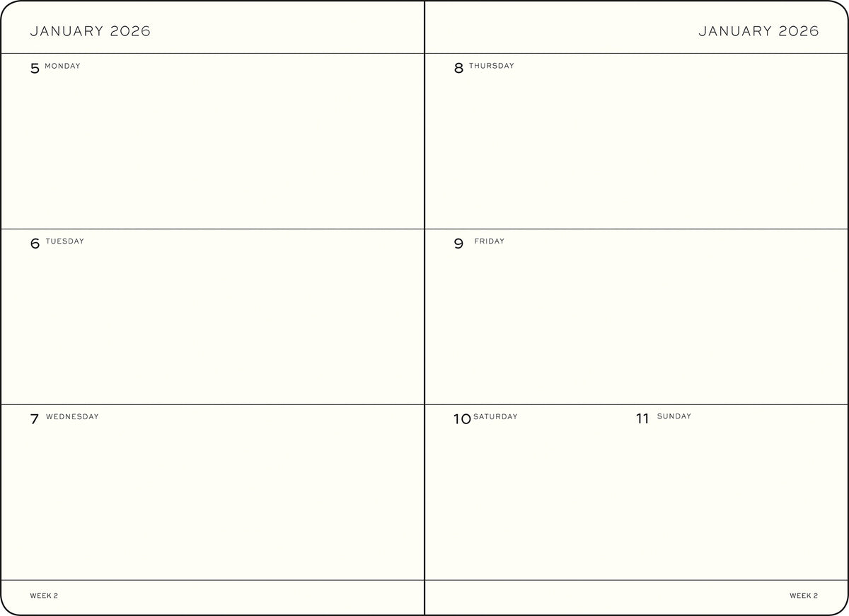 LEUCHTTURM1917 Weekly Planner 18 Months Medium A5 2026/7 - example of inside layout
