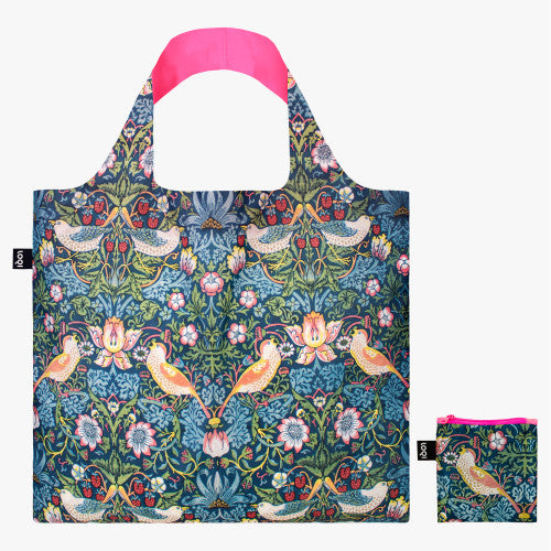 William Morris The Strawberry Thief LOQI Recycled Shopping Bag In Pouch By Penny Black