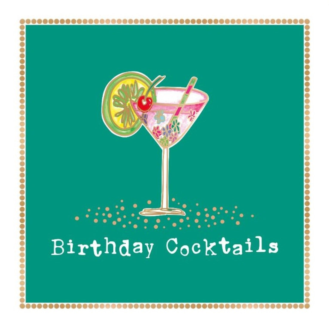 Pink Flowers Cocktail Glass Birthday Card from Penny Black