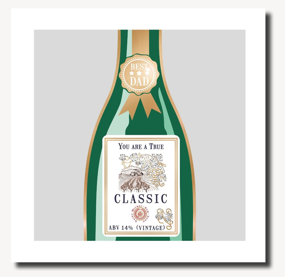 Vintage True Classic Champagne Dad Father's Day Card By Penny Black