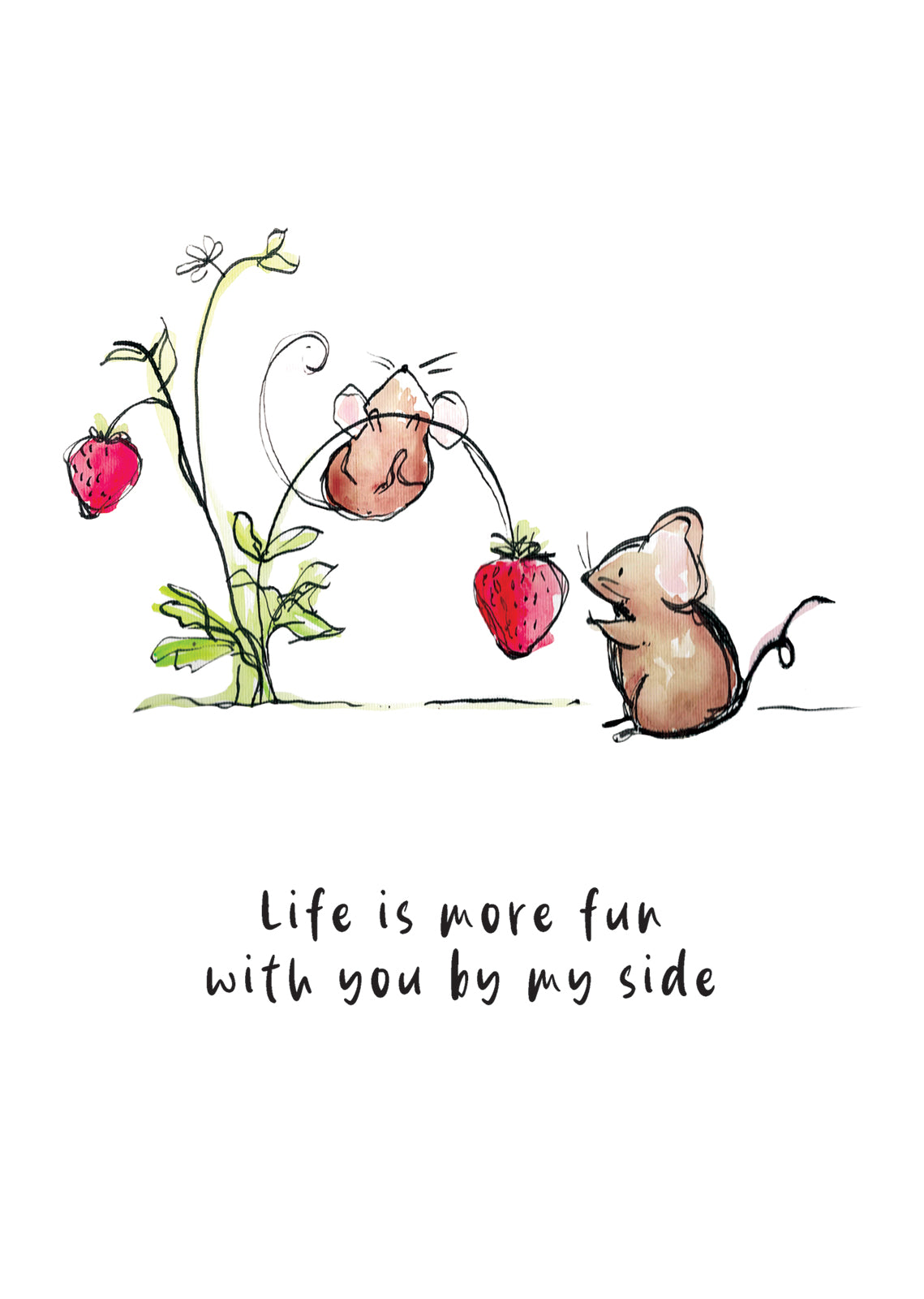 You By My Side Mice And Strawberries Birthday Card from Penny Black
