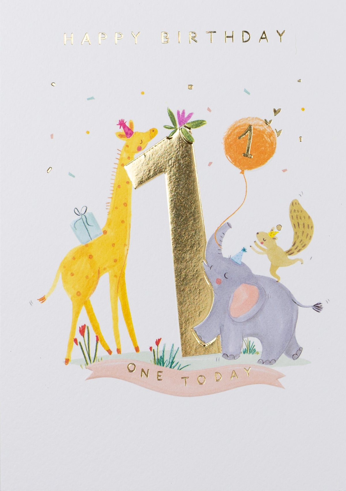 Giraffe & Elephant 1 Today 1st Birthday Card at Penny Black