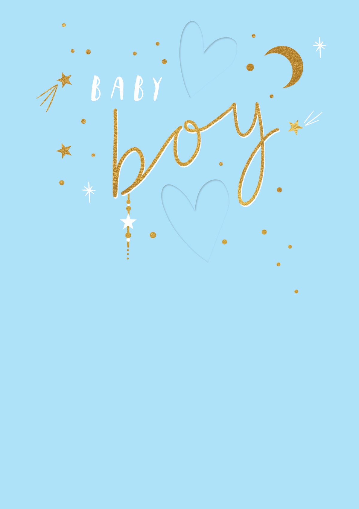 Blue & Gold Lettering New Baby Boy Card at Penny Black