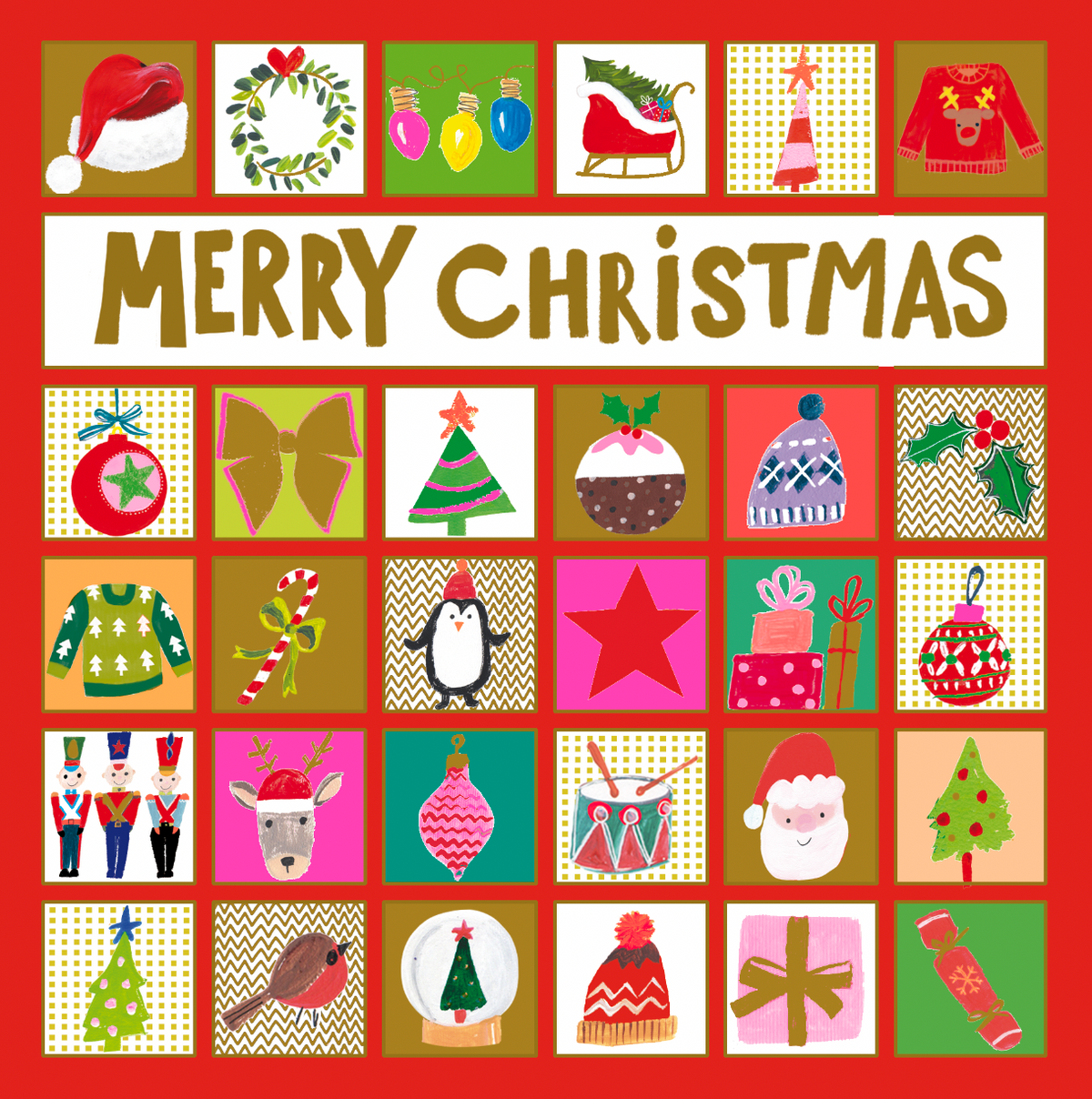 Lots Of Foiled Xmas Icon Tiles Christmas Card By Penny Black