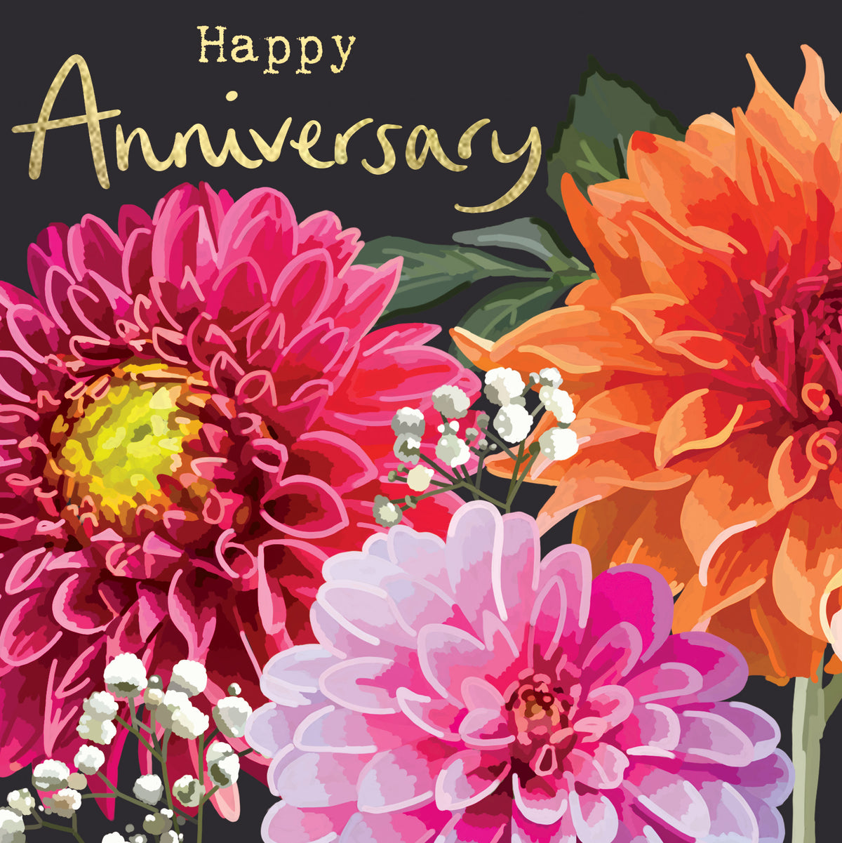 Happy Anniversary Colourful Dahlias Card from Penny Black