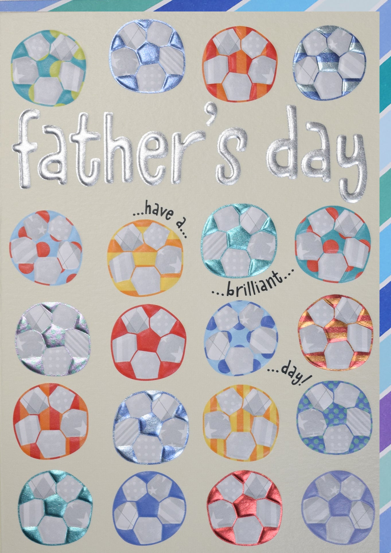 Rainbow Footballs Brilliant Day Father's Day Card By Penny Black