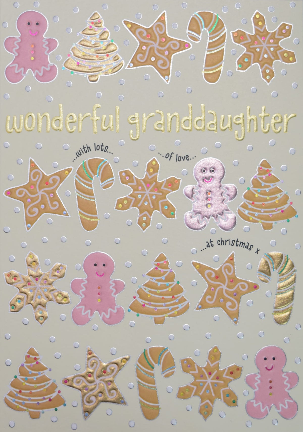 Wonderful Granddaughter Foil Gingerbread Christmas Card By Penny Black