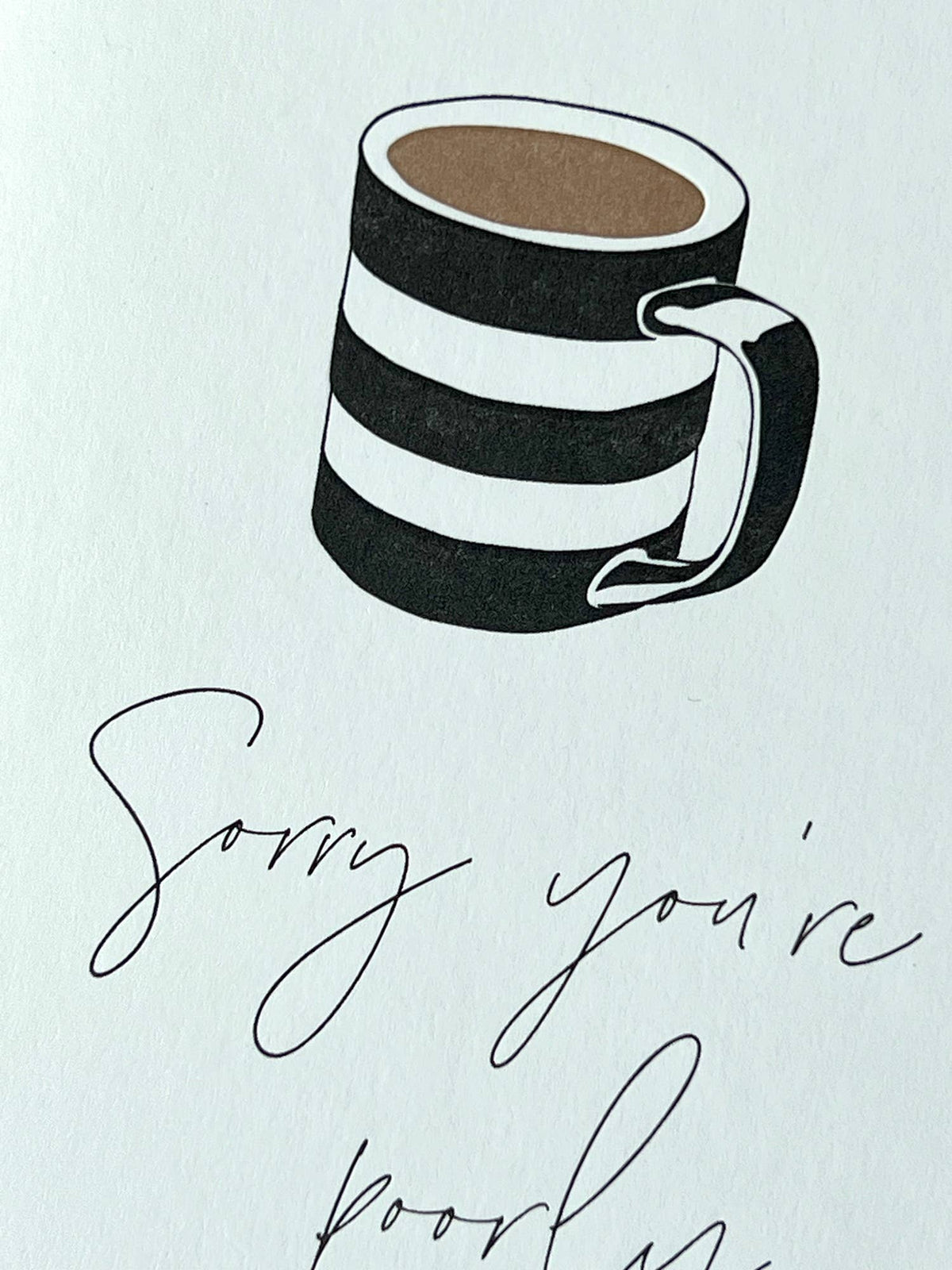Poorly Mug Letterpress Get Well Soon Card close up by penguin ink at penny black