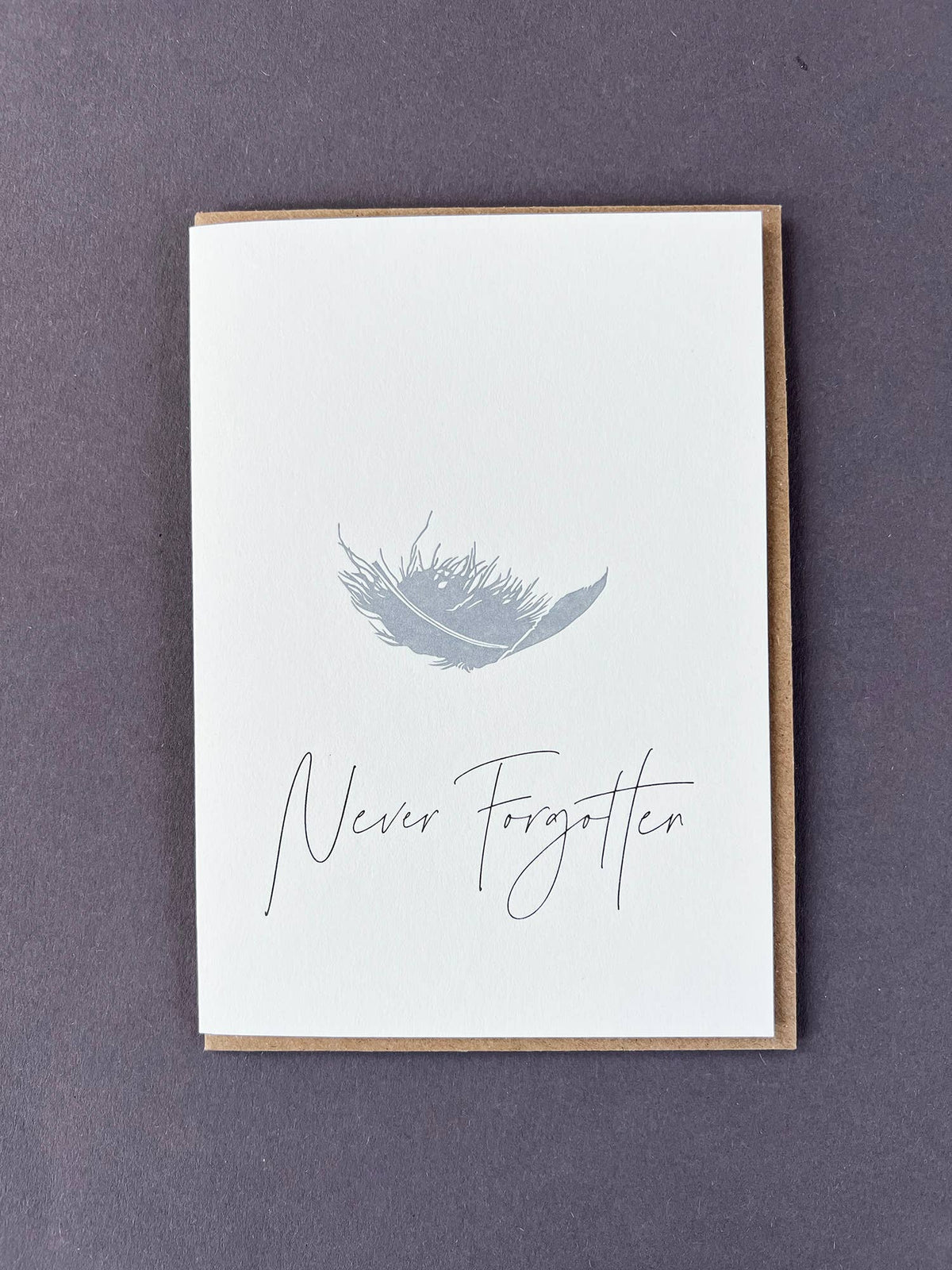 Never Forgotten Feather Bereavement Card by penguin ink at penny black