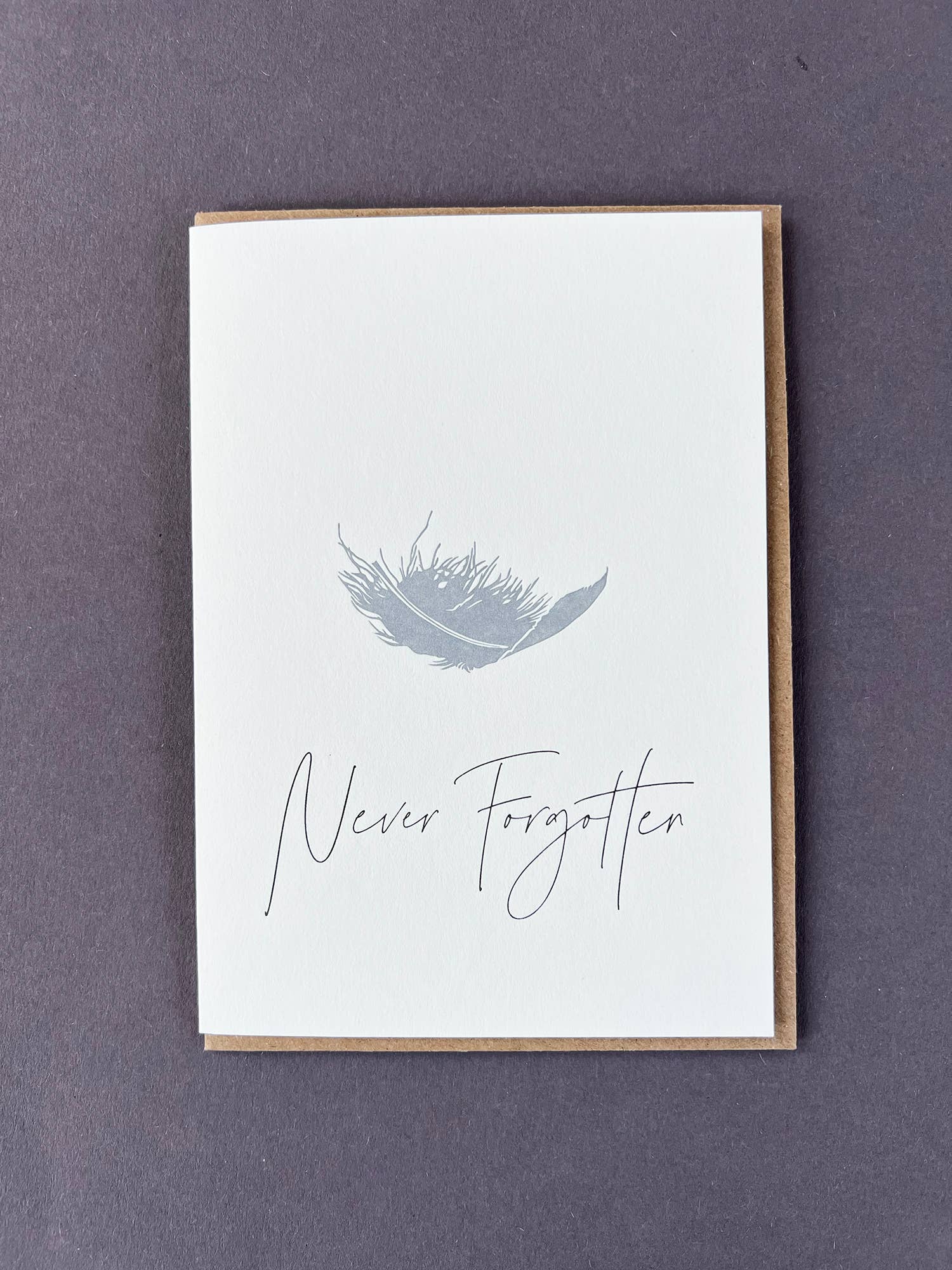 Never Forgotten Feather Bereavement Card by penguin ink at penny black