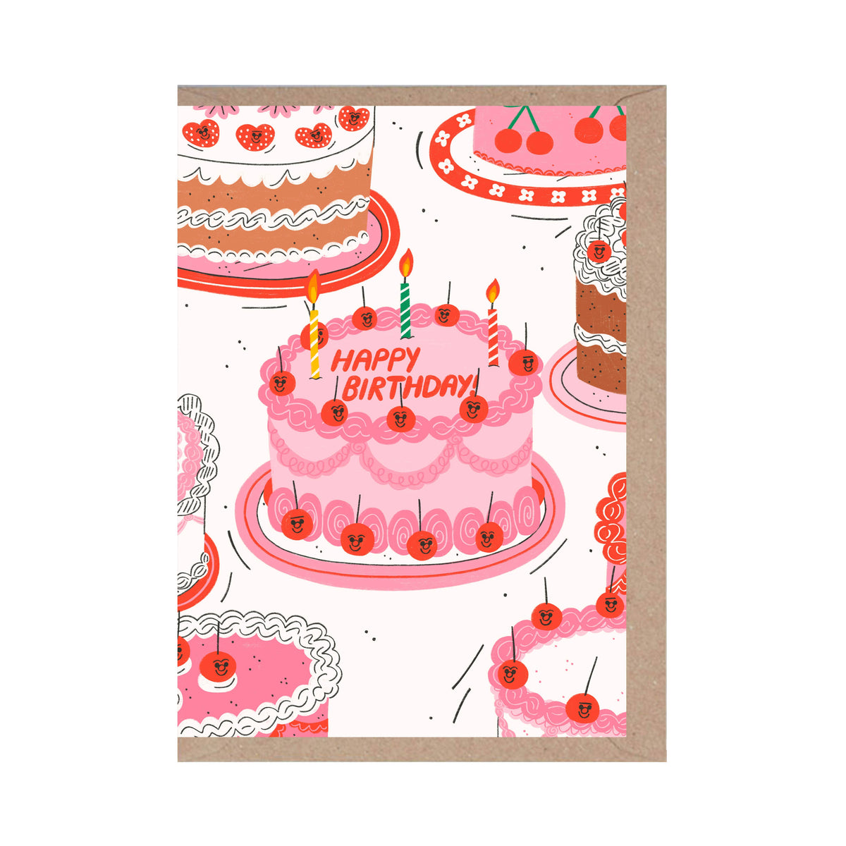 Birthday Cake Happy Cherries Card