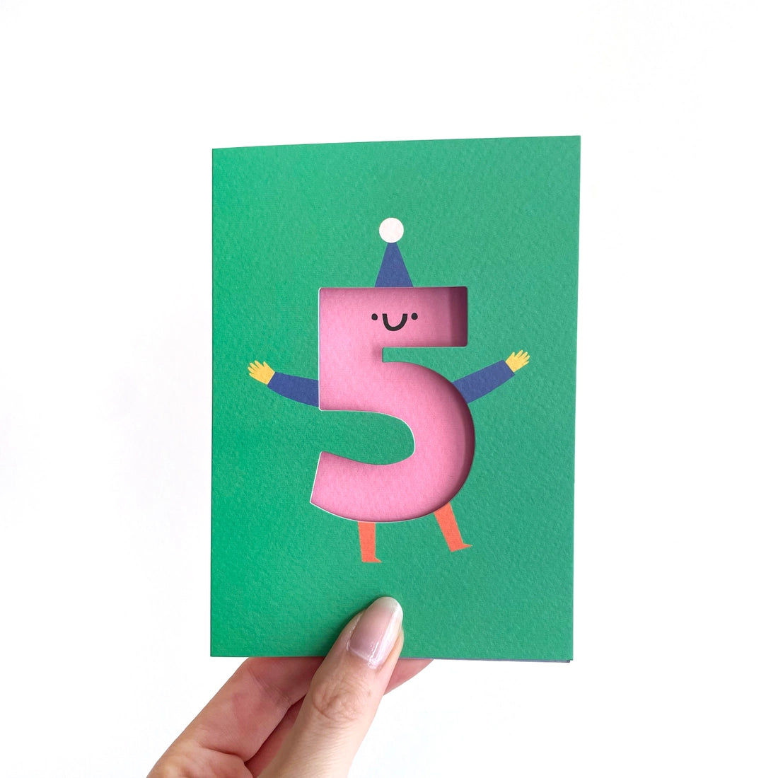 Number Five Cute Cut Out Fifth Birthday Card