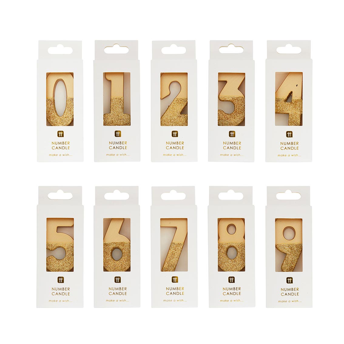 Gold Glitter Number Candle in packaging - Penny Black