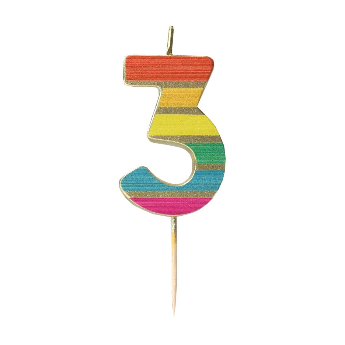 Rainbow Stripe Number Candle