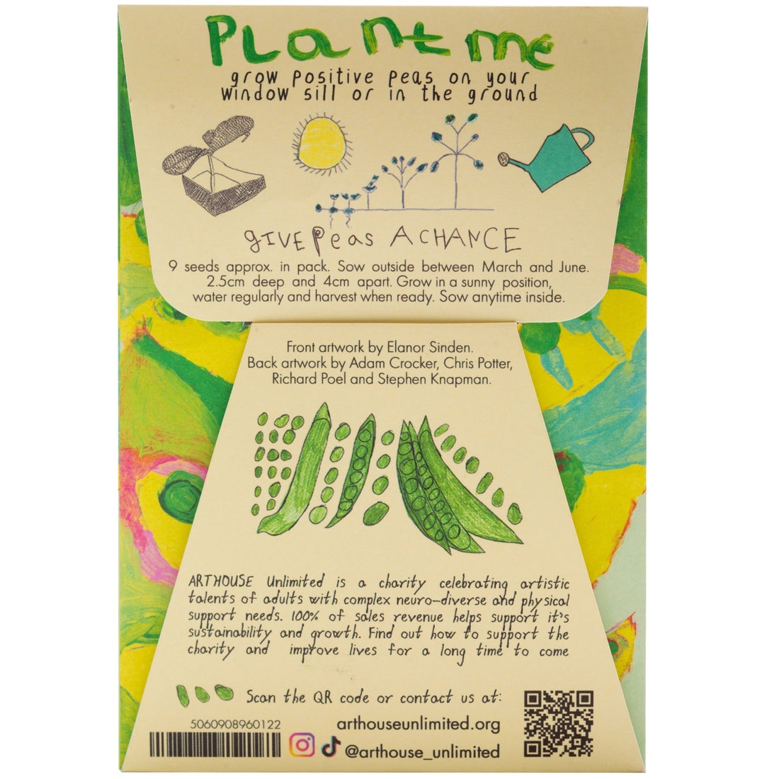 Give Peas A Chance Pea Seed Packet by arthouse unlimited at penny black showing back detail