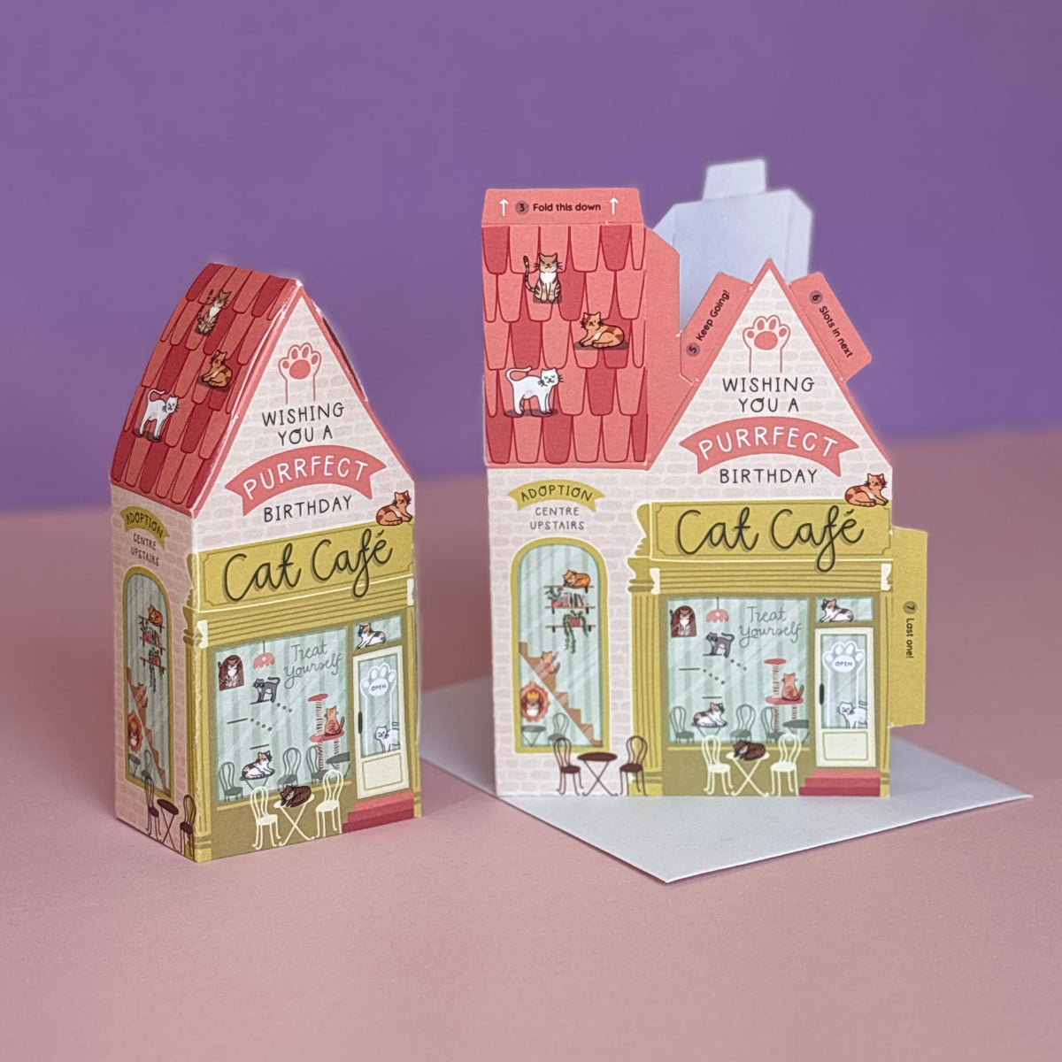 Cat Cafe 3D Slot Together Birthday Card By Penny Black