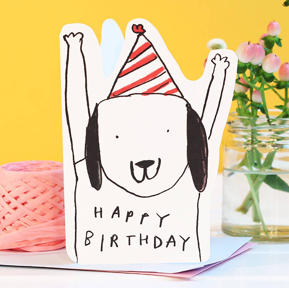 Hooray Dog Cut-Out Birthday Card