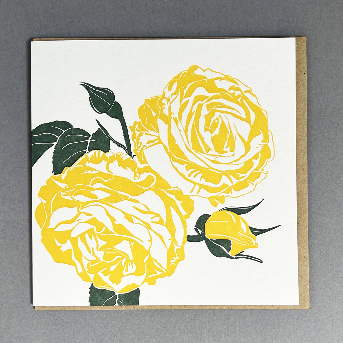 Yellow Rose Letterpress Card by penguin ink at penny black