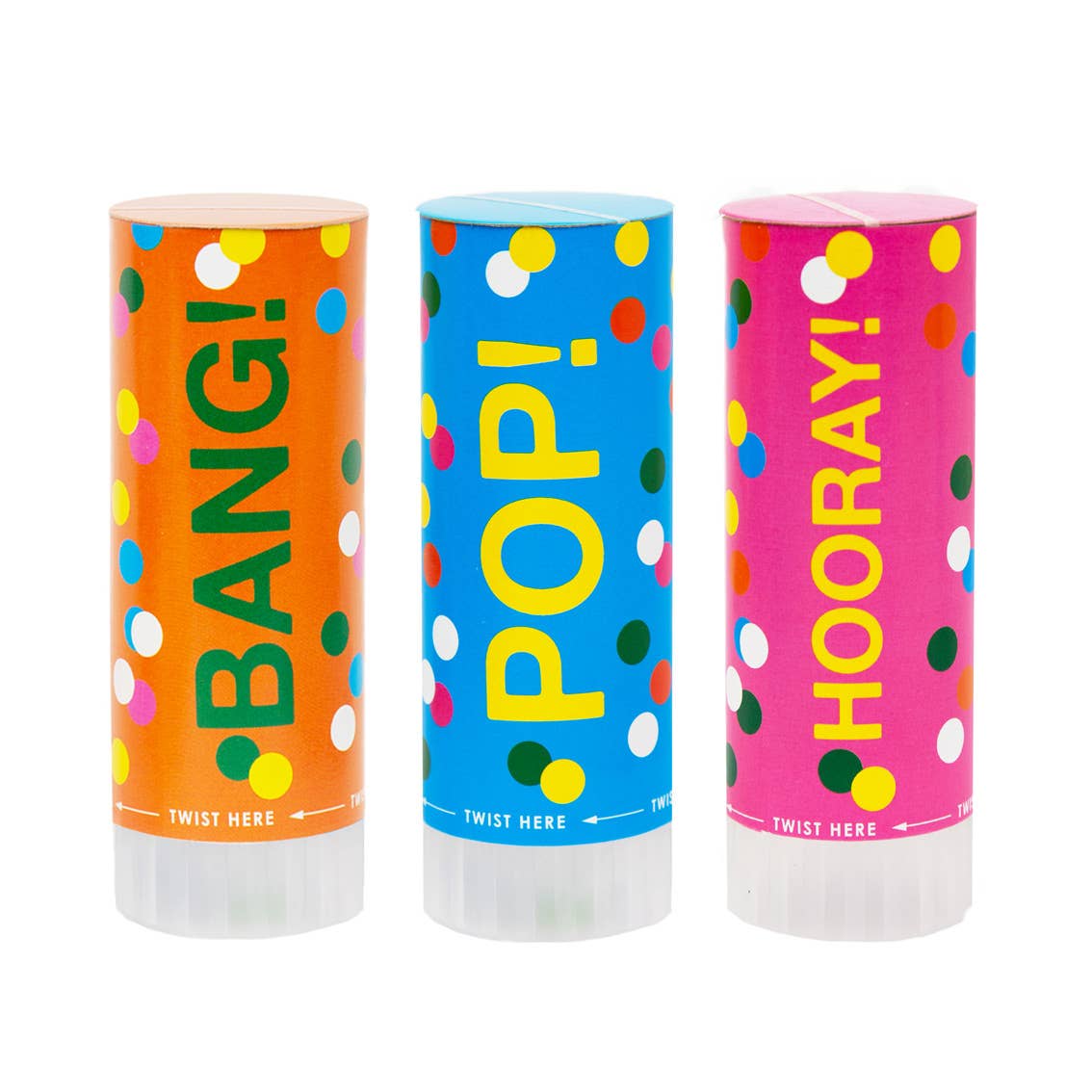 Birthday Confetti Cannons 3 Pack out of packaging