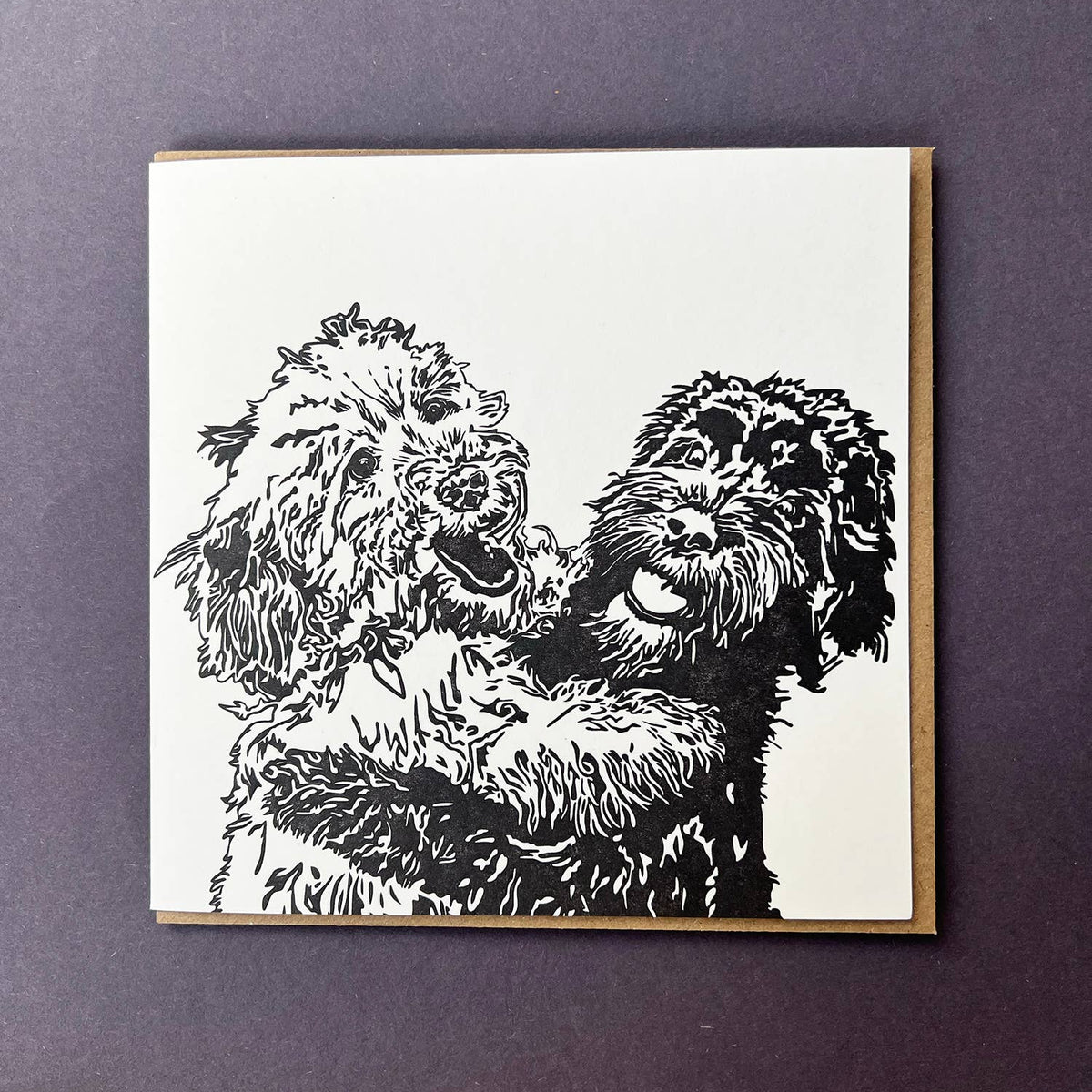 Cockapoo Hugs Letterpress Card by penguin ink at penny black