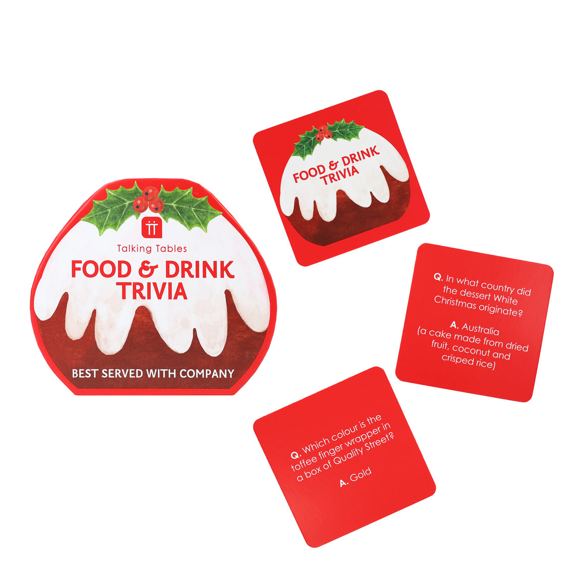 Christmas Food & Drink Trivia Game by penny black showing contents - question cards