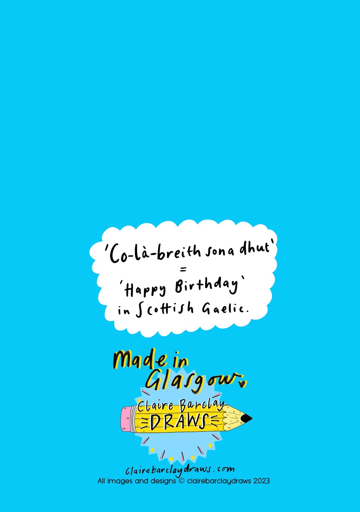 Co-La-Breith Sona Dhut Blue Scots Gaelic Birthday Card