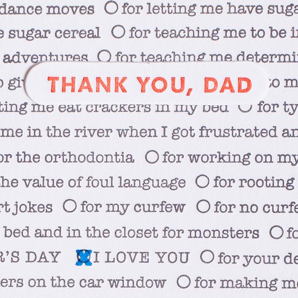 Thank You Dad Checkbox Mini Father's Day Card