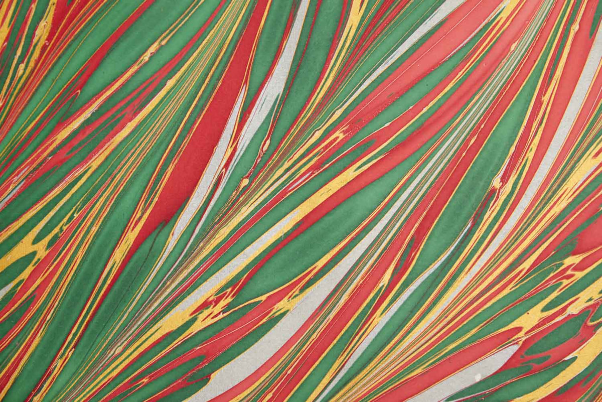 Festive Striations Hand Marbled Christmas Wrapping Paper Sheet