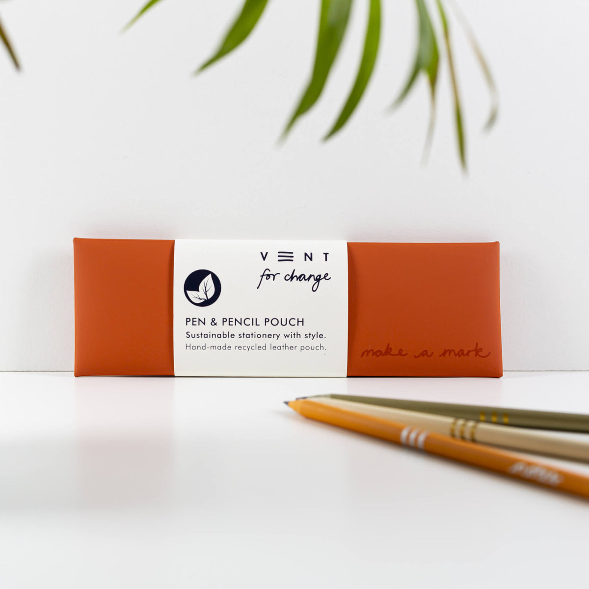 Make a Mark Recycled Pen & Pencil Pouch in burnt orange at penny black