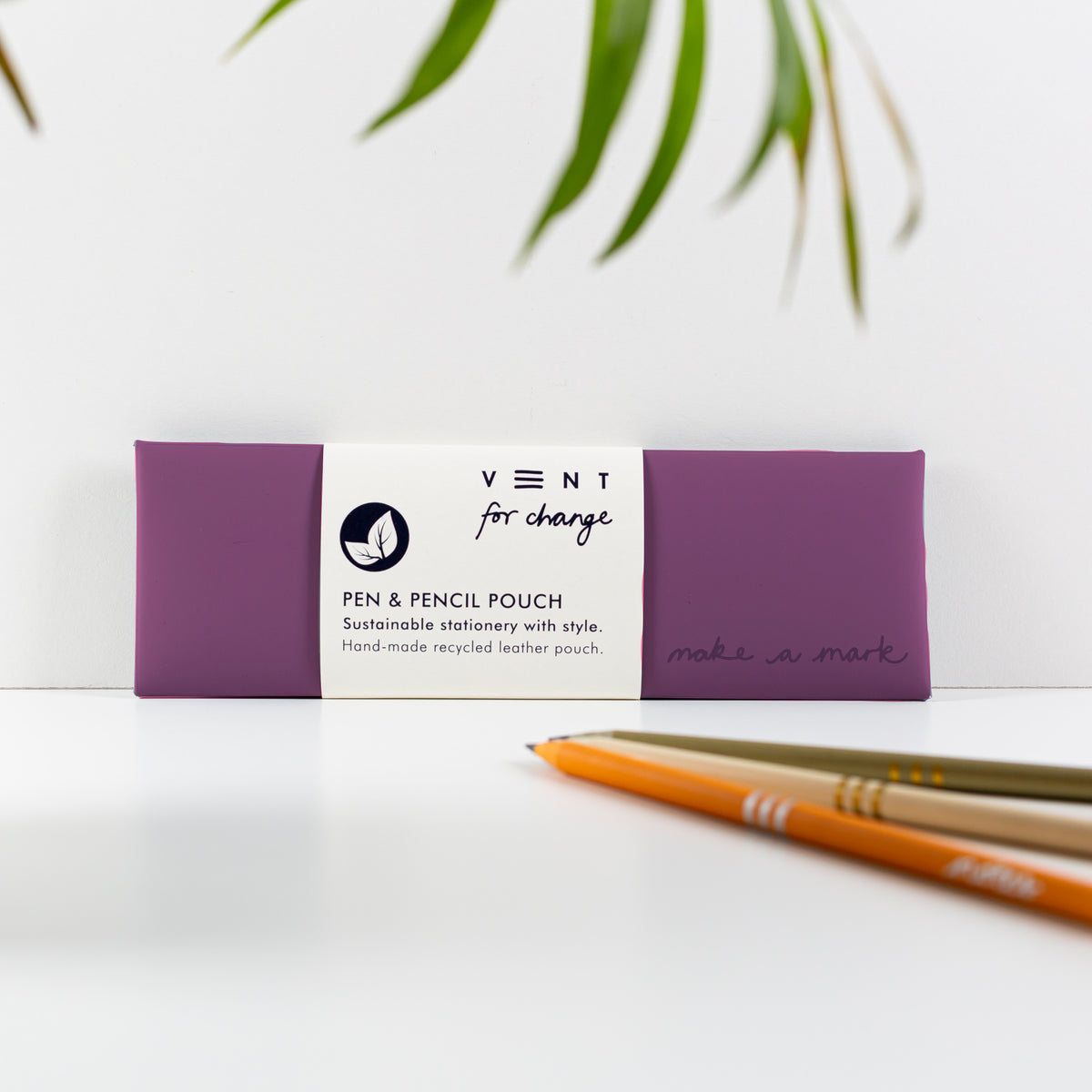 Make a Mark Recycled Pen & Pencil Pouch in deep purple at penny black