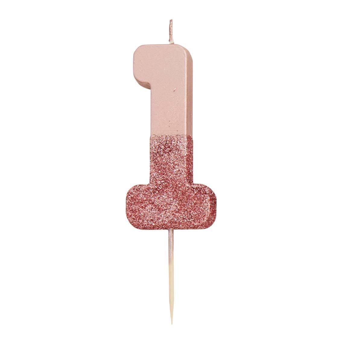 Rose Gold Glitter Number Candle - Penny Black
